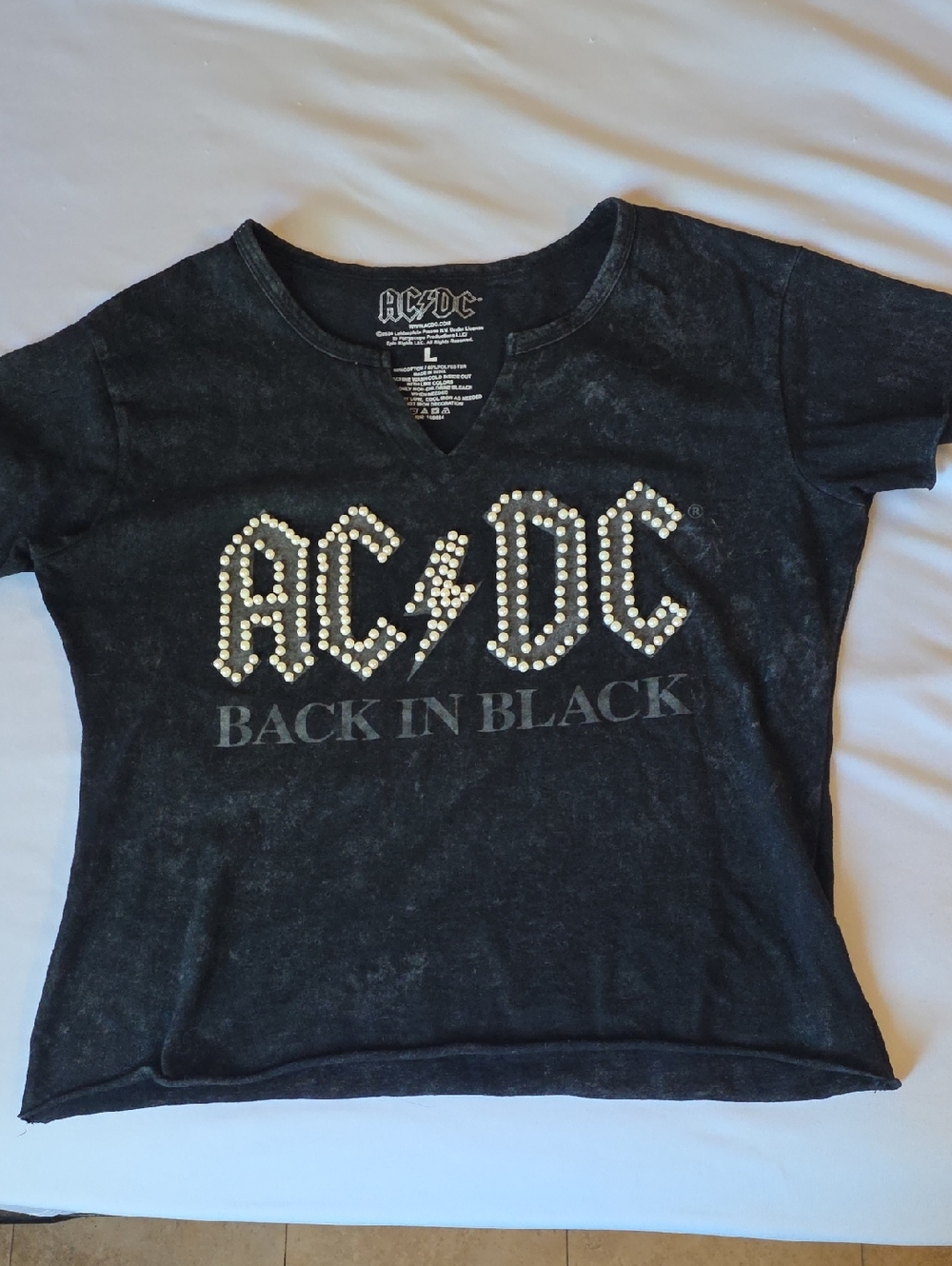 AC/DC Short Sleeve  Baby Tee with Studded Logo
